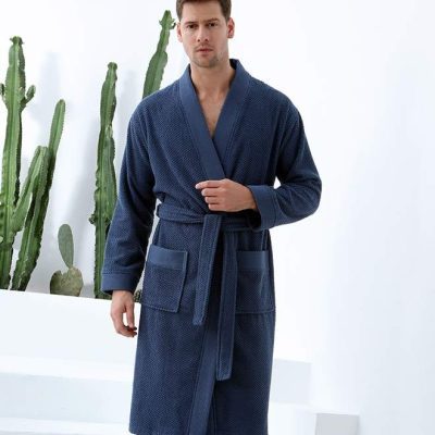 Men's Organic Turkish Cotton Terry Kimono Robe | Terry Cloth Bathrobe