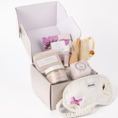 Lavender bath and body set, Natural skincare appreciation gift box