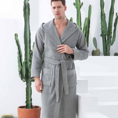 Men's Luxury Turkish Cotton Terry Cloth Robe with Hood